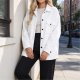 Women's Jacket Daily Going out Fall & Winter Regular Coat Shirt Collar Regular Fit Streetwear Jacket Long Sleeve Solid Color